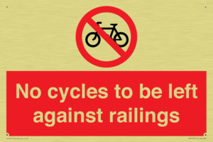 No cycles to be left against railings